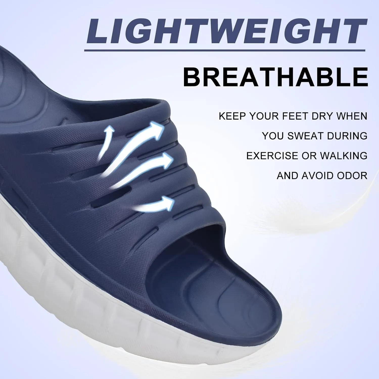 KuaiLu Mens Recovery Sandals Orthotic Thick Cushion Open Toe Sport Slides, Reduces Stress on Feet With Comfortable Plantar Fasciitis, Joints & Back Post-Exercise