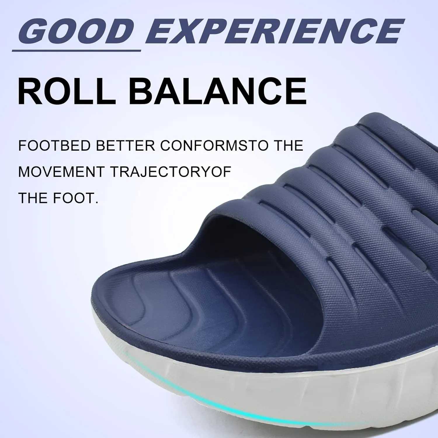 KuaiLu Mens Recovery Sandals Orthotic Thick Cushion Open Toe Sport Slides, Reduces Stress on Feet With Comfortable Plantar Fasciitis, Joints & Back Post-Exercise