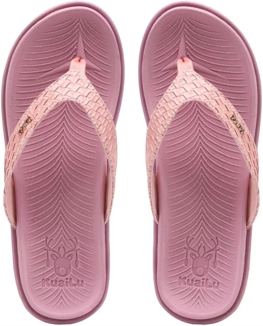 KuaiLu Womens Flip Flops Ladies Yoga Mat Comfortable Walking Thong Sandals With Plantar Fasciitis Arch Support Slip On Indoor Outdoor For Summer