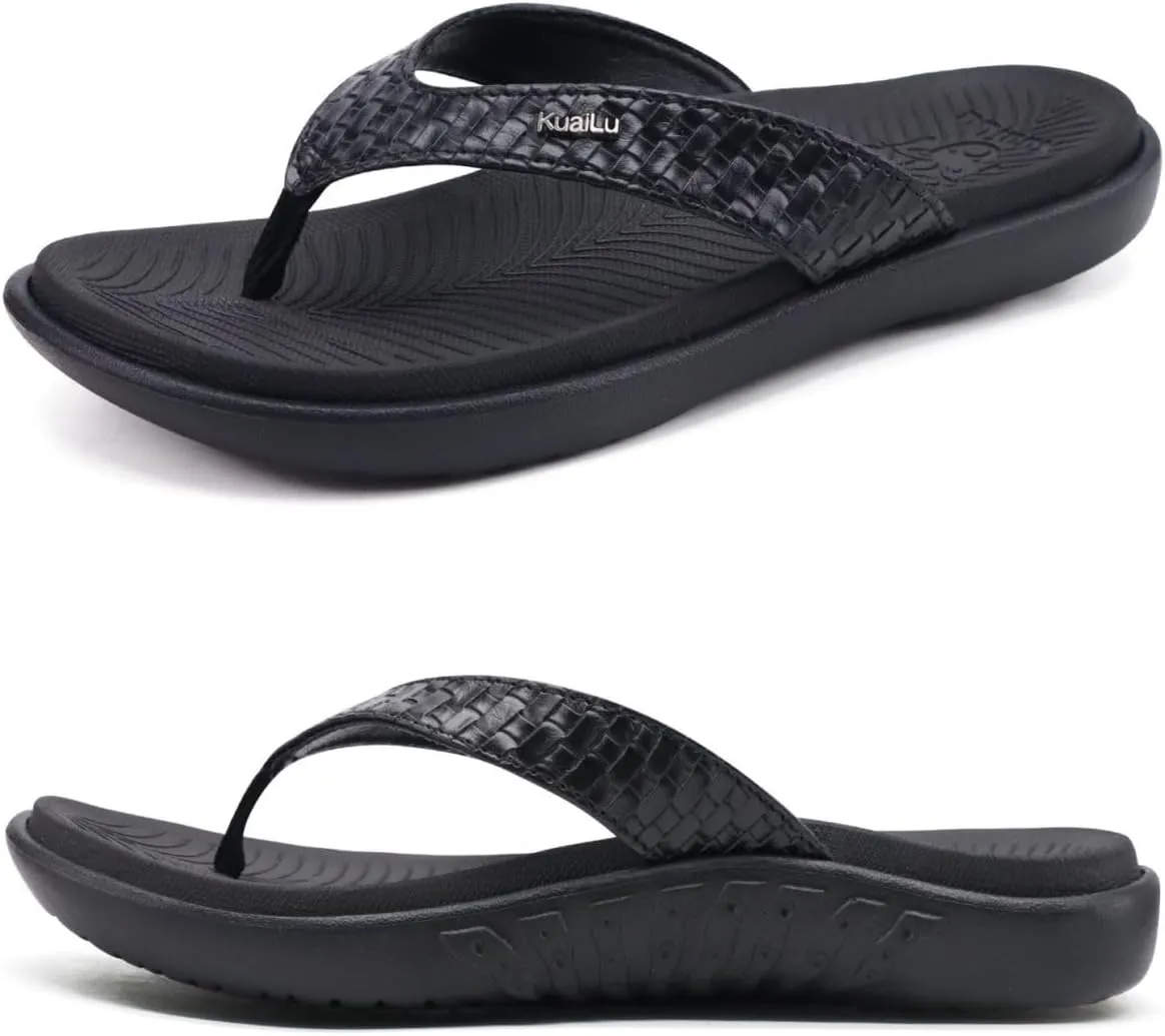 KuaiLu Womens Flip Flops Ladies Yoga Mat Comfortable Walking Thong Sandals With Plantar Fasciitis Arch Support Slip On Indoor Outdoor For Summer