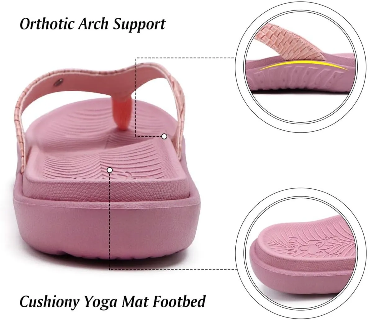 KuaiLu Womens Flip Flops Ladies Yoga Mat Comfortable Walking Thong Sandals With Plantar Fasciitis Arch Support Slip On Indoor Outdoor For Summer