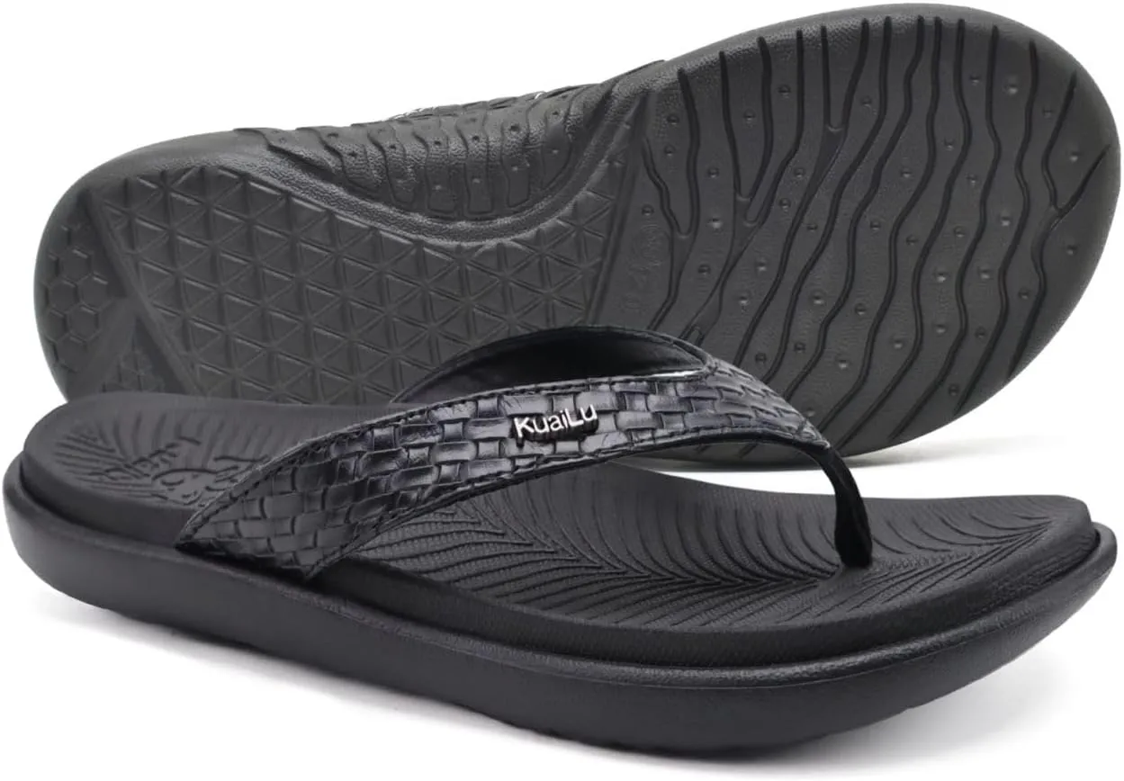 KuaiLu Womens Flip Flops Ladies Yoga Mat Comfortable Walking Thong Sandals With Plantar Fasciitis Arch Support Slip On Indoor Outdoor For Summer