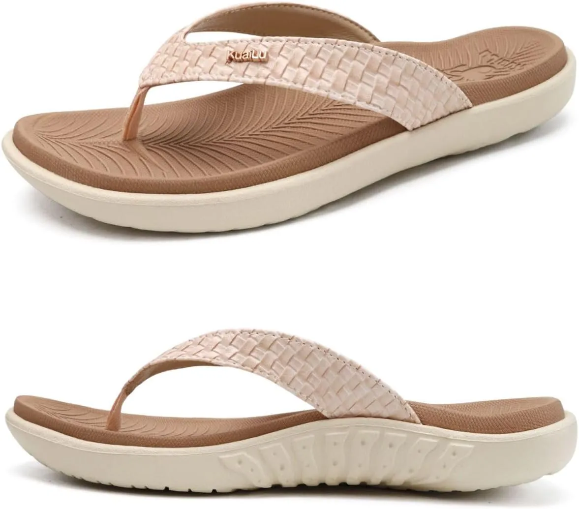 KuaiLu Womens Flip Flops Ladies Yoga Mat Comfortable Walking Thong Sandals With Plantar Fasciitis Arch Support Slip On Indoor Outdoor For Summer