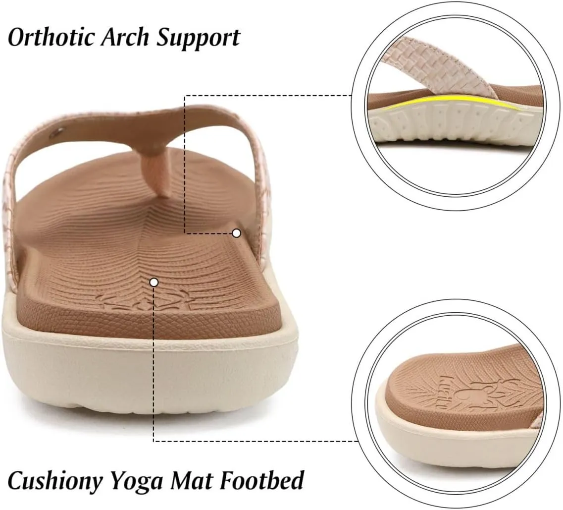 KuaiLu Womens Flip Flops Ladies Yoga Mat Comfortable Walking Thong Sandals With Plantar Fasciitis Arch Support Slip On Indoor Outdoor For Summer