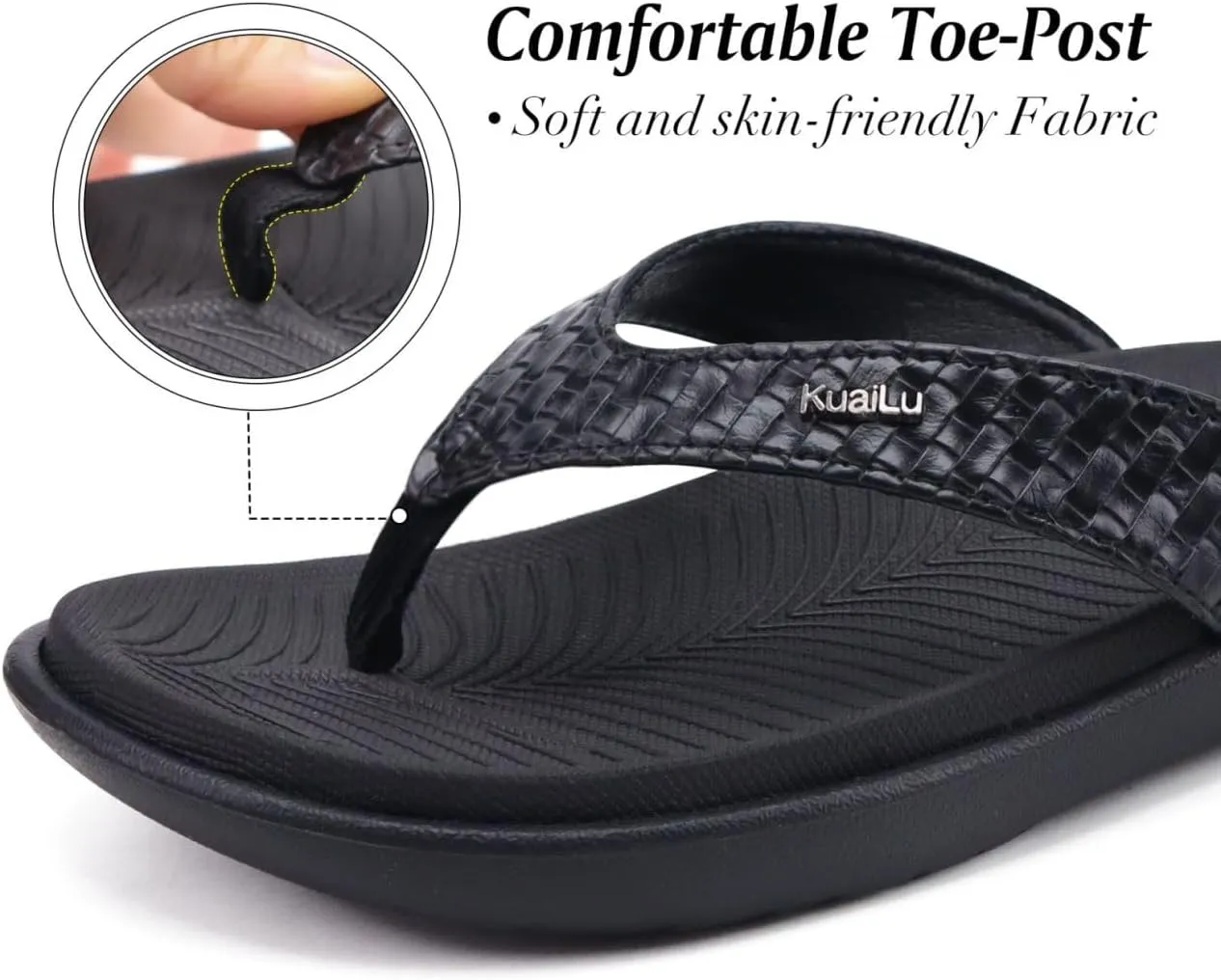 KuaiLu Womens Flip Flops Ladies Yoga Mat Comfortable Walking Thong Sandals With Plantar Fasciitis Arch Support Slip On Indoor Outdoor For Summer