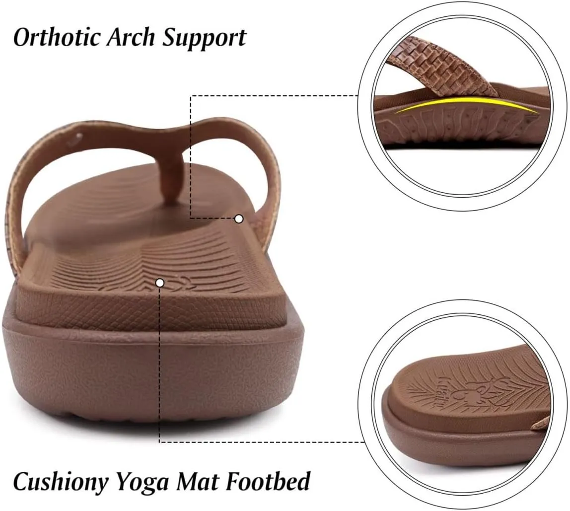 KuaiLu Womens Flip Flops Ladies Yoga Mat Comfortable Walking Thong Sandals With Plantar Fasciitis Arch Support Slip On Indoor Outdoor For Summer