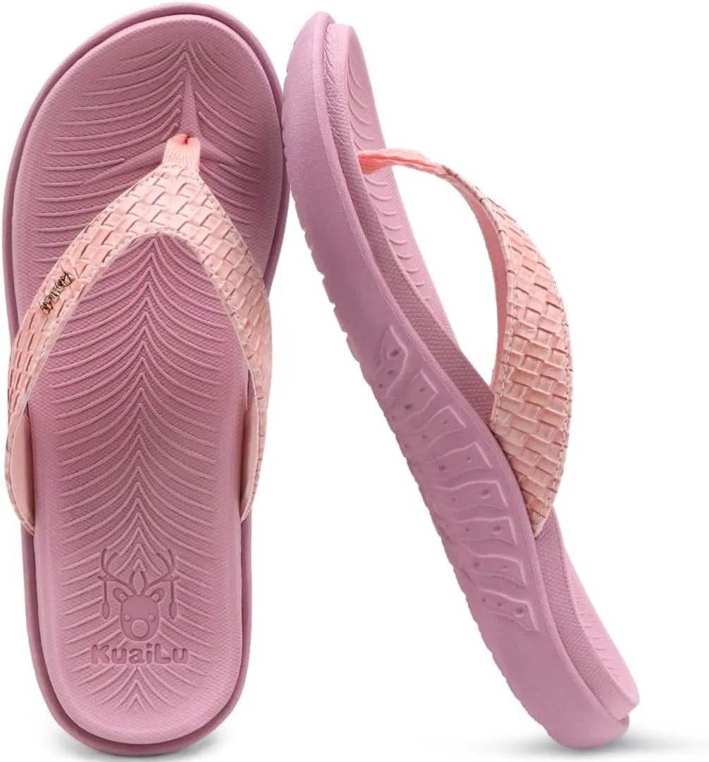 KuaiLu Womens Flip Flops Ladies Yoga Mat Comfortable Walking Thong Sandals With Plantar Fasciitis Arch Support Slip On Indoor Outdoor For Summer
