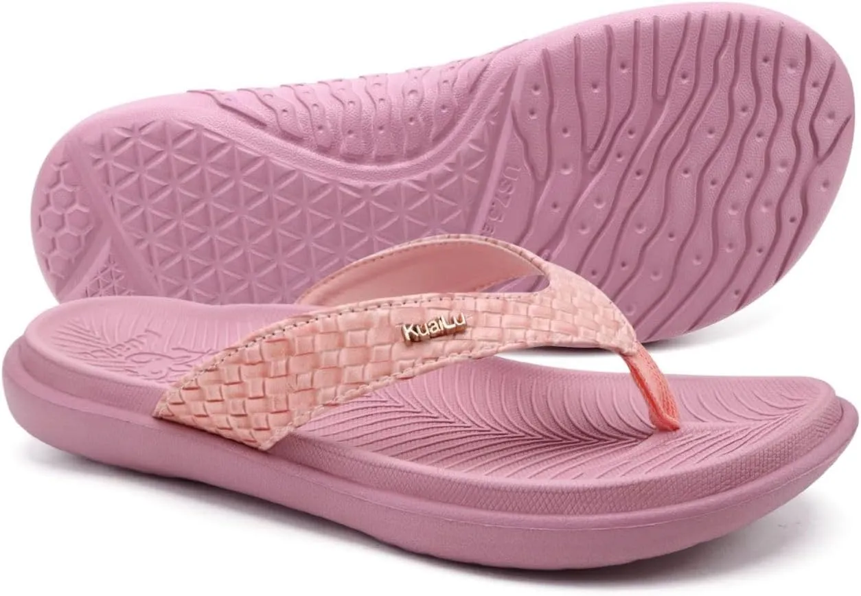 KuaiLu Womens Flip Flops Ladies Yoga Mat Comfortable Walking Thong Sandals With Plantar Fasciitis Arch Support Slip On Indoor Outdoor For Summer