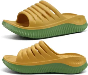 KuaiLu Womens Recovery Sandals With Comfortable Plantar Fasciitis Support,Ladies Orthotic Open Toe Sport Slides Thick Cushion Reduces Stress on Feet,Joints & Back Post-Exercise