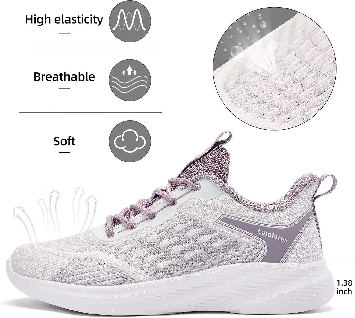 Lamincoa Women Walking Shoes Slip on Running Sneakers Lightweight Athletic Gym Workout Tennis Shoes