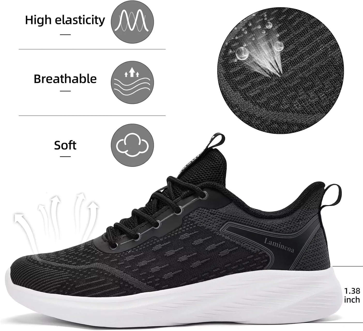 Lamincoa Women Walking Shoes Slip on Running Sneakers Lightweight Athletic Gym Workout Tennis Shoes