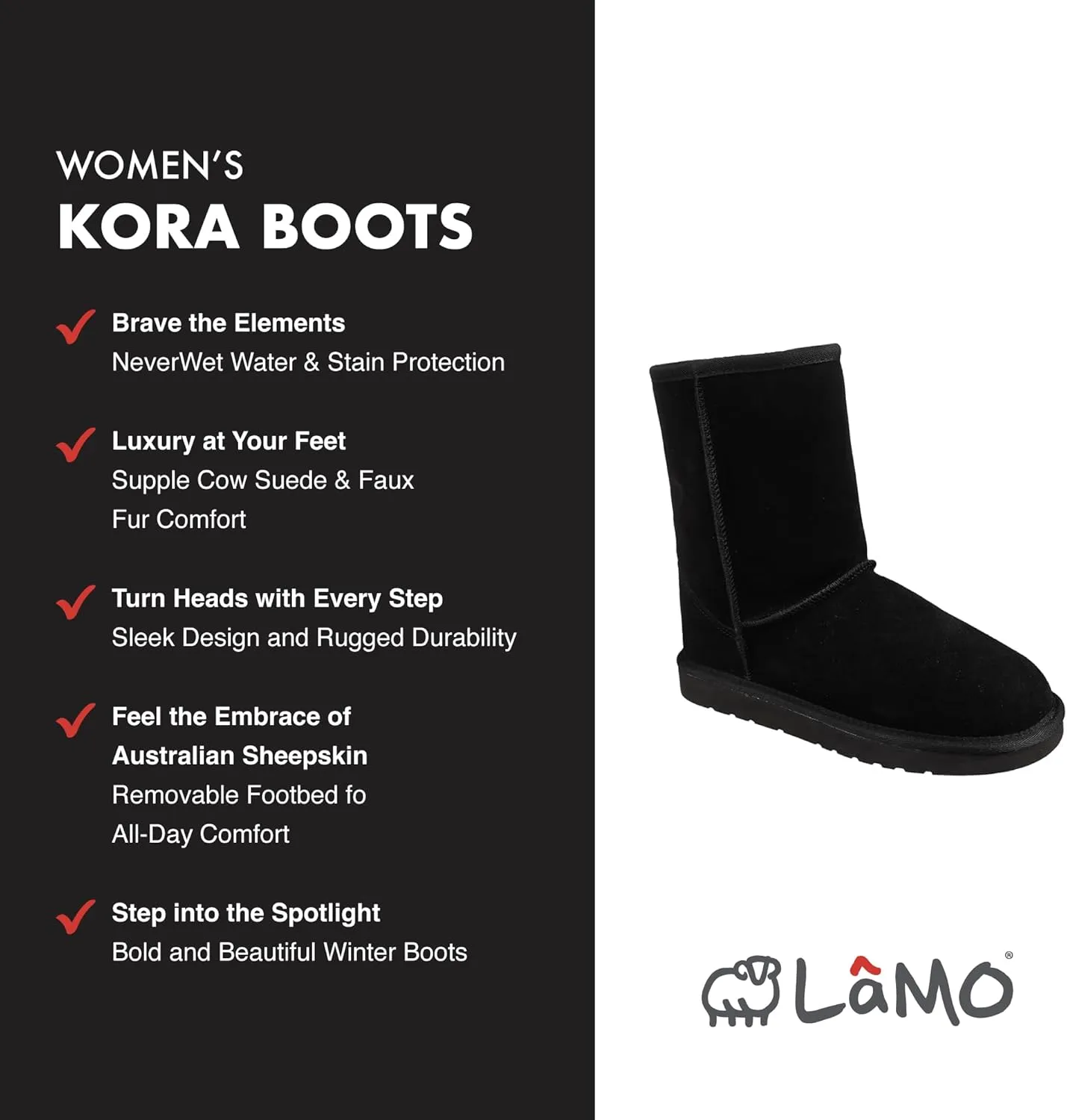 Lamo Women’s Kora Boots for Women - Chic Water Resistant Suede 9" Boots, NeverWet Water and Stain Protection - Stylish Winter Footwear - NEW Upgraded Women's Classic 9" Boot