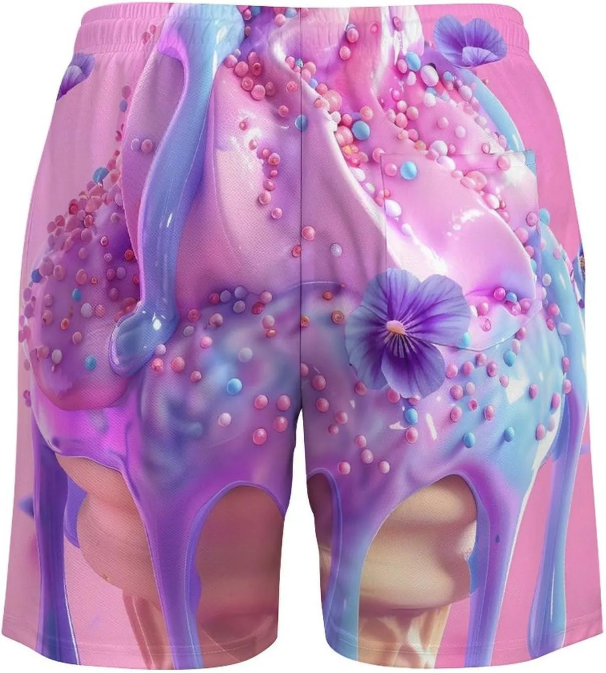LCE Cream Men's Swim Trunks Quick Dry Board Shorts Swim Shorts Swimwear with Compression Liner