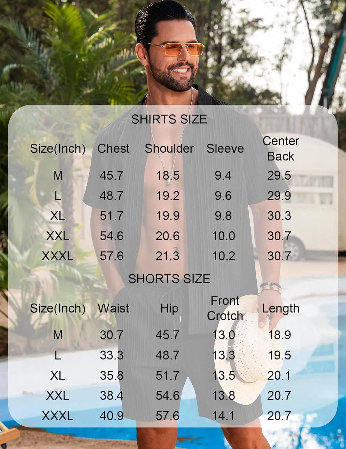 LecGee Men's 2 Piece Vertical Striped Textured Outfits Summer Casual Button Down Shirts and Shorts Matching Sets