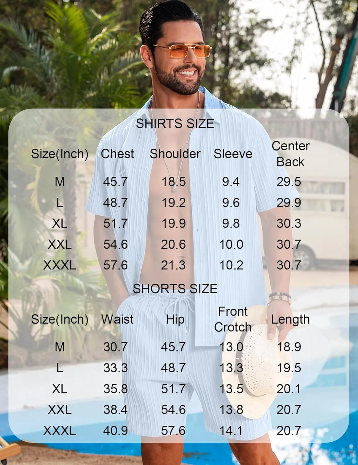 LecGee Men's 2 Piece Vertical Striped Textured Outfits Summer Casual Button Down Shirts and Shorts Matching Sets