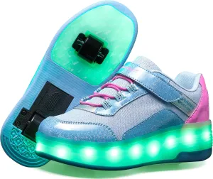 LED Roller Skates Shoes 4 Wheel Skating for Kids 5-15 Years -12 Light Modes Boys Girls Light Up Sneakers for Birthday