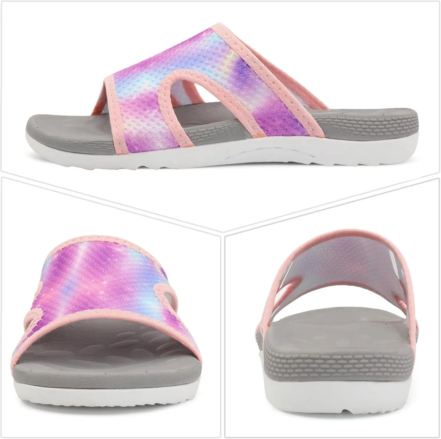 LeIsfIt Womens Slide Sandals Arch Support Slides Slip on Plantar Fasciitis Sandals Ladies Yoga Mat Thick Cushion Slipper Slides for Indoor Outdoor