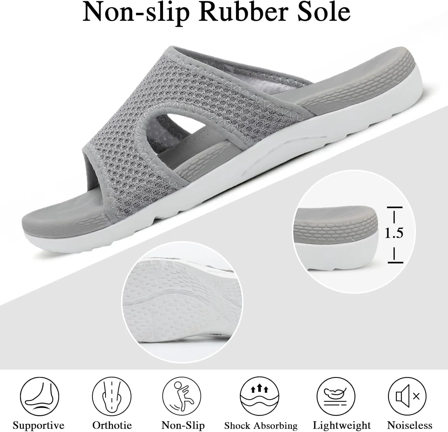 LeIsfIt Womens Slide Sandals Arch Support Slides Slip on Plantar Fasciitis Sandals Ladies Yoga Mat Thick Cushion Slipper Slides for Indoor Outdoor