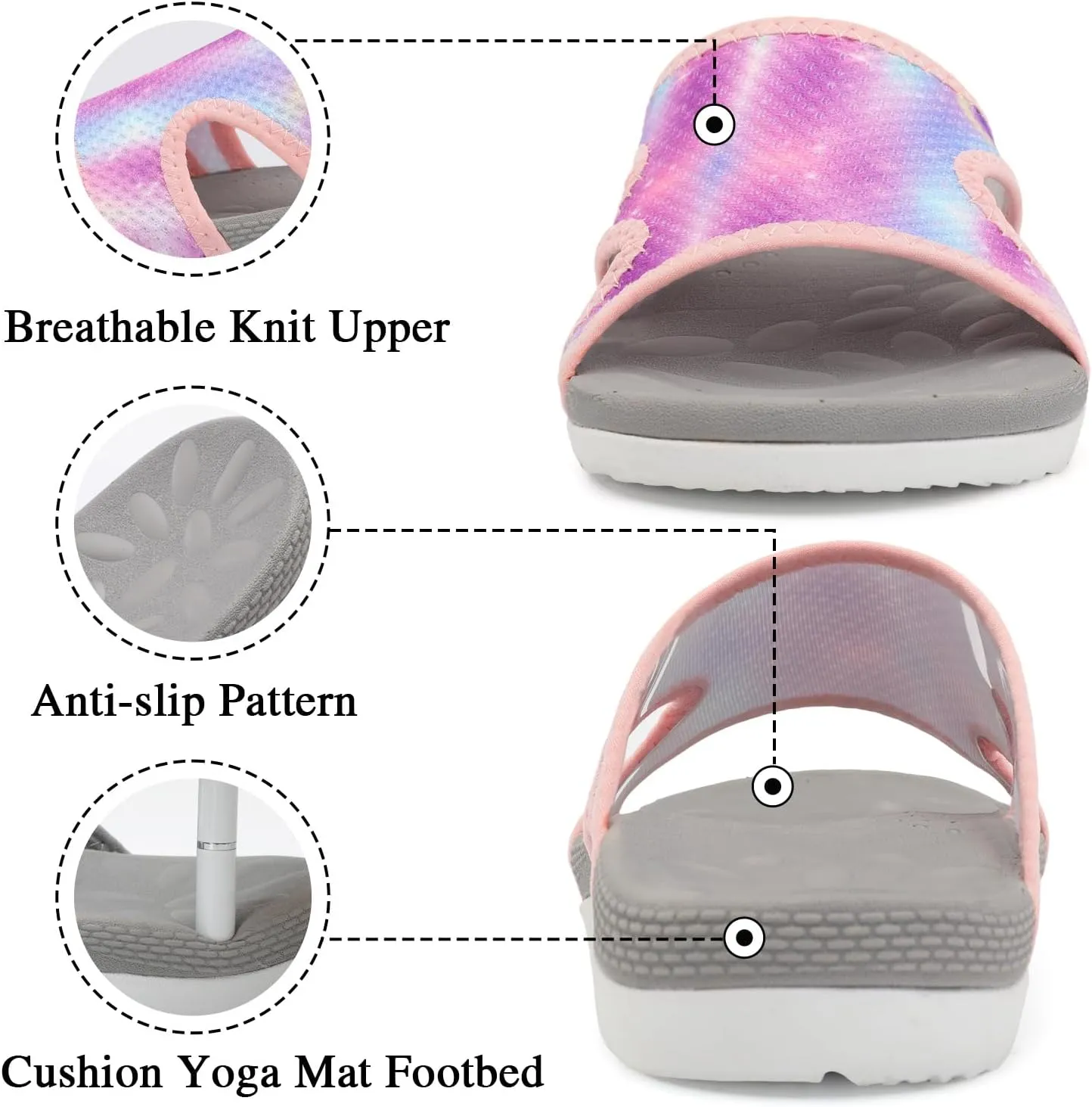 LeIsfIt Womens Slide Sandals Arch Support Slides Slip on Plantar Fasciitis Sandals Ladies Yoga Mat Thick Cushion Slipper Slides for Indoor Outdoor