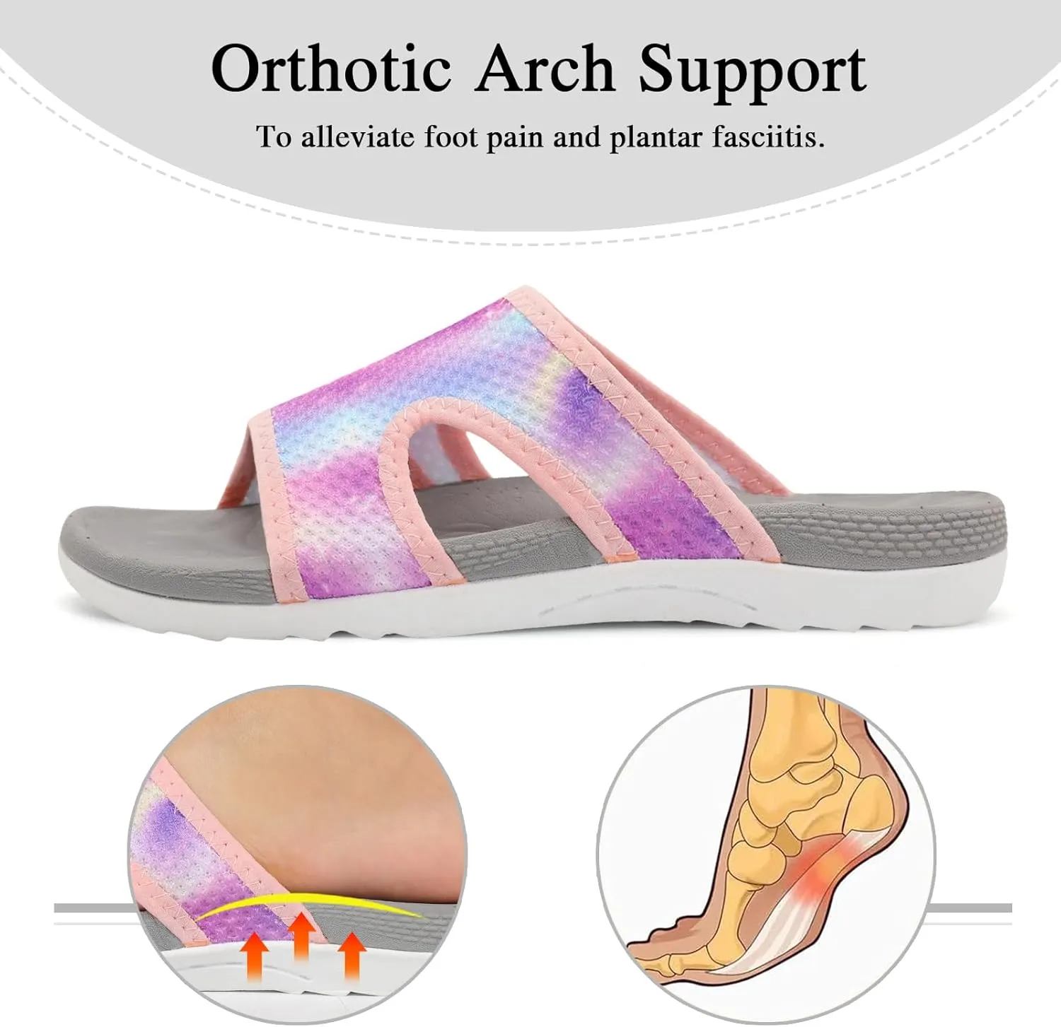 LeIsfIt Womens Slide Sandals Arch Support Slides Slip on Plantar Fasciitis Sandals Ladies Yoga Mat Thick Cushion Slipper Slides for Indoor Outdoor