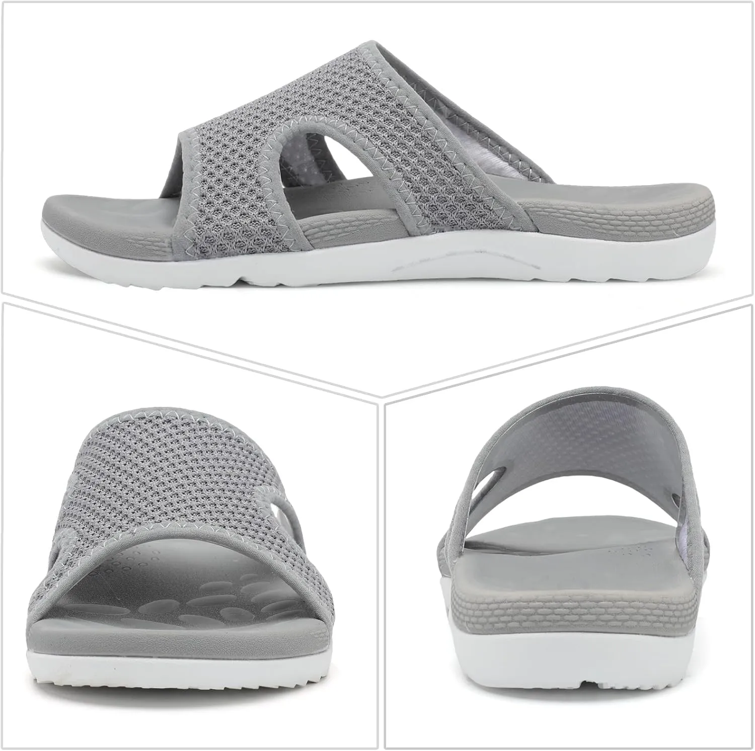 LeIsfIt Womens Slide Sandals Arch Support Slides Slip on Plantar Fasciitis Sandals Ladies Yoga Mat Thick Cushion Slipper Slides for Indoor Outdoor