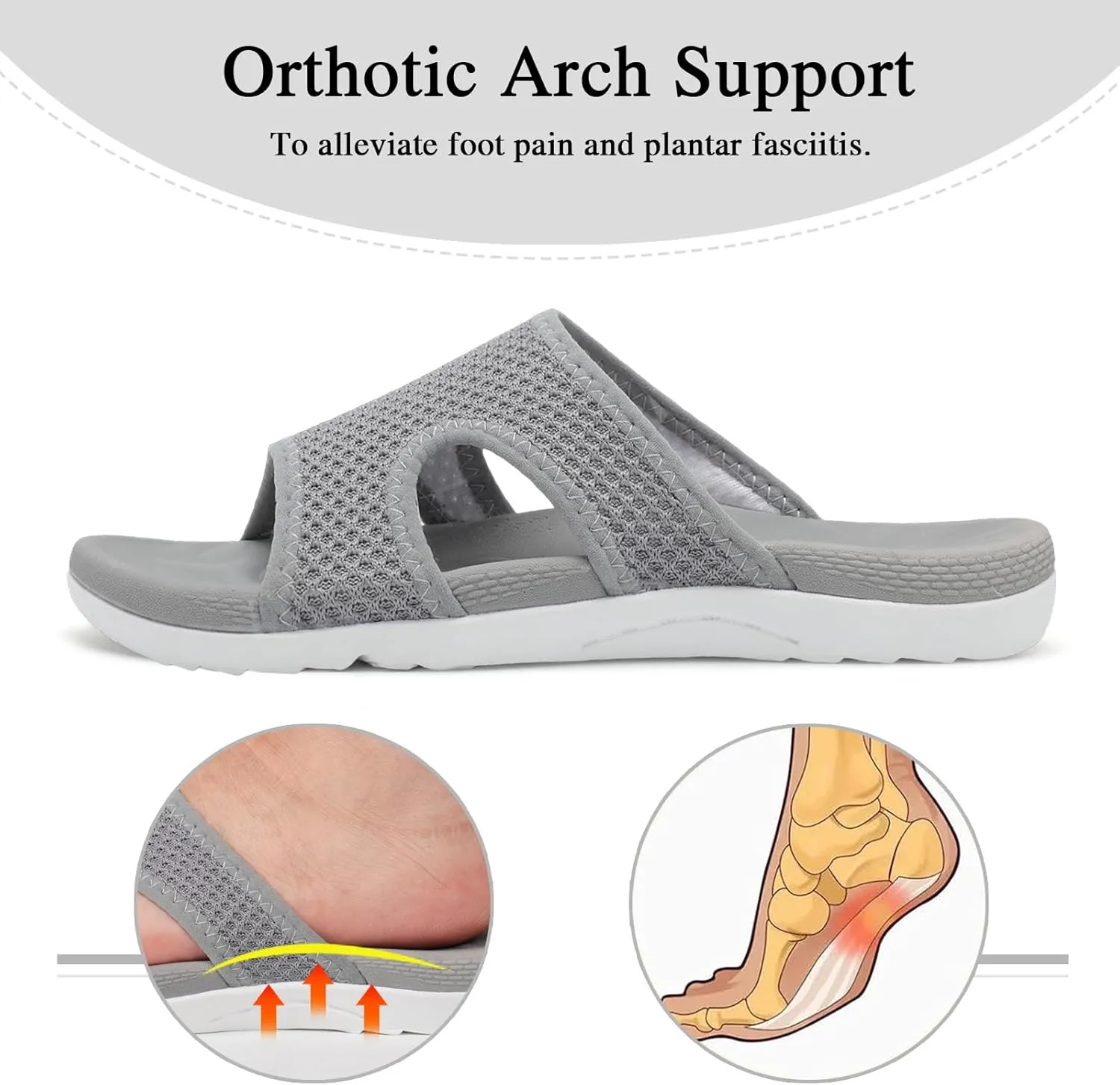 LeIsfIt Womens Slide Sandals Arch Support Slides Slip on Plantar Fasciitis Sandals Ladies Yoga Mat Thick Cushion Slipper Slides for Indoor Outdoor