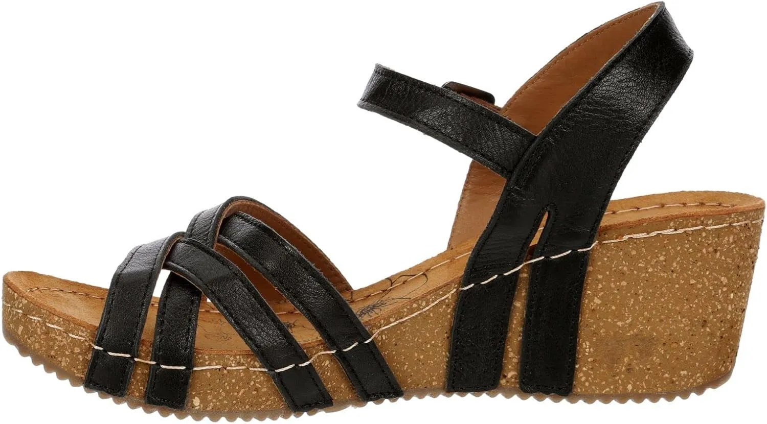Lily - Women's Strappy Open Toe Gladiator Cork Low Wedge Sandals