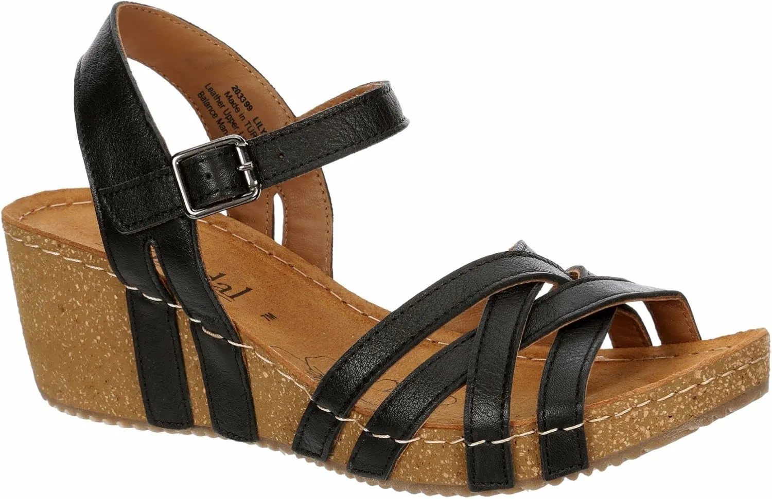 Lily - Women's Strappy Open Toe Gladiator Cork Low Wedge Sandals