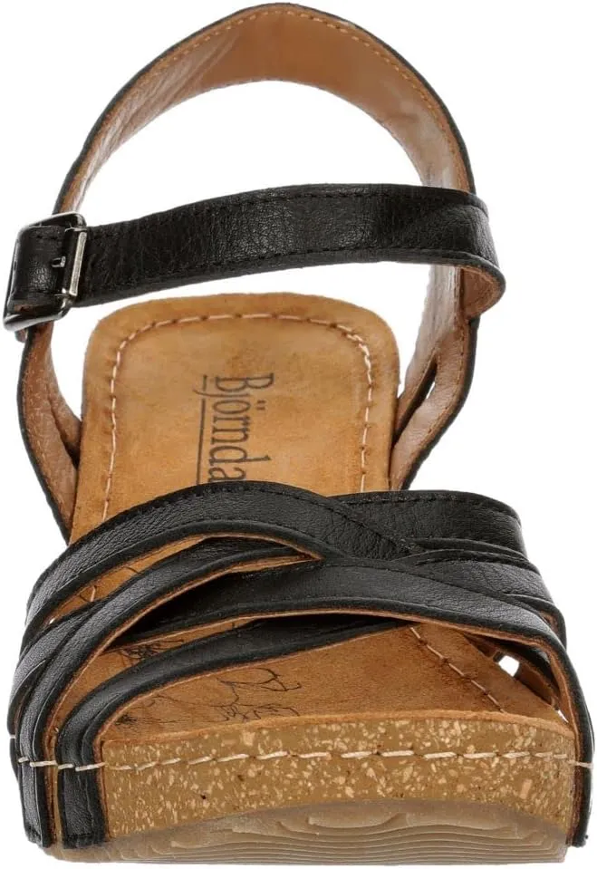 Lily - Women's Strappy Open Toe Gladiator Cork Low Wedge Sandals