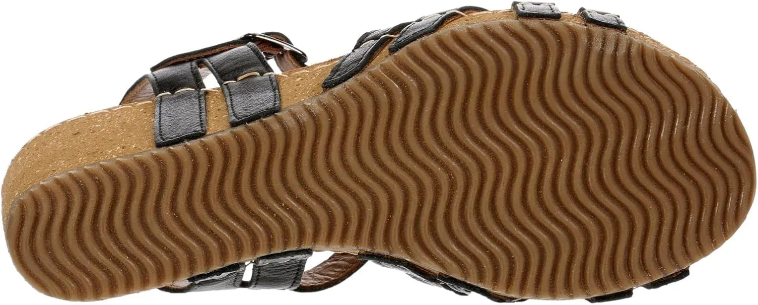 Lily - Women's Strappy Open Toe Gladiator Cork Low Wedge Sandals