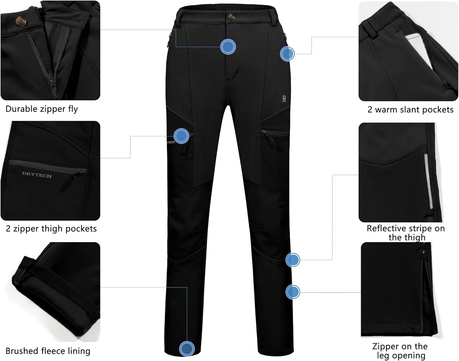 Little Donkey Andy Women's Ski Softshell Pants, Winter Windproof Snow Pants