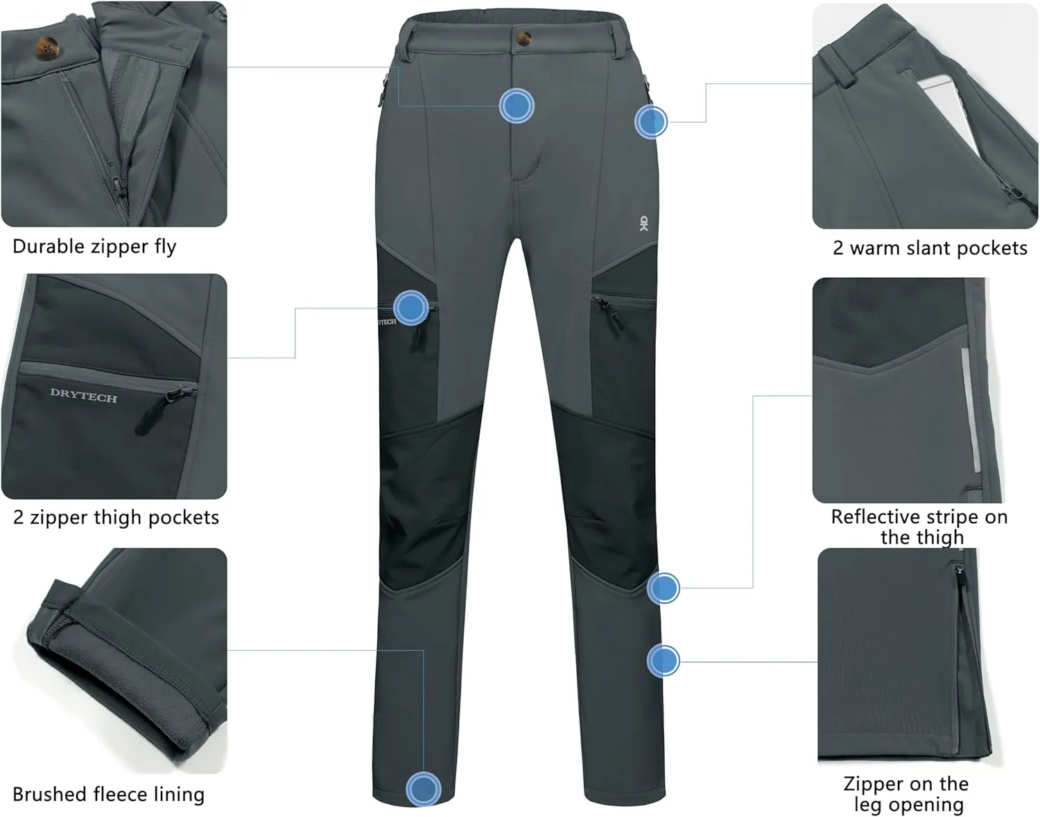 Little Donkey Andy Women's Ski Softshell Pants, Winter Windproof Snow Pants