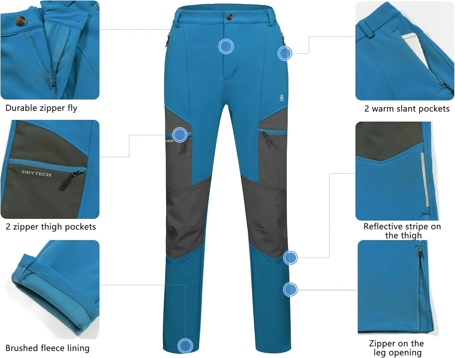 Little Donkey Andy Women's Ski Softshell Pants, Winter Windproof Snow Pants