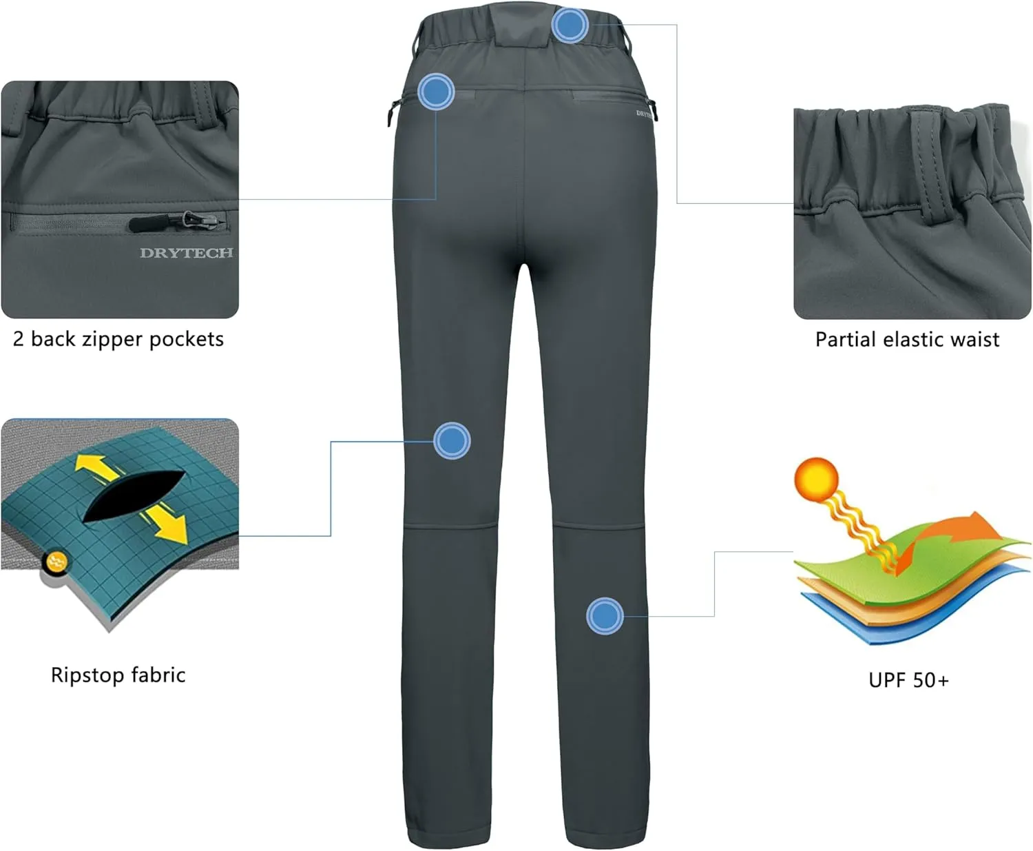 Little Donkey Andy Women's Ski Softshell Pants, Winter Windproof Snow Pants