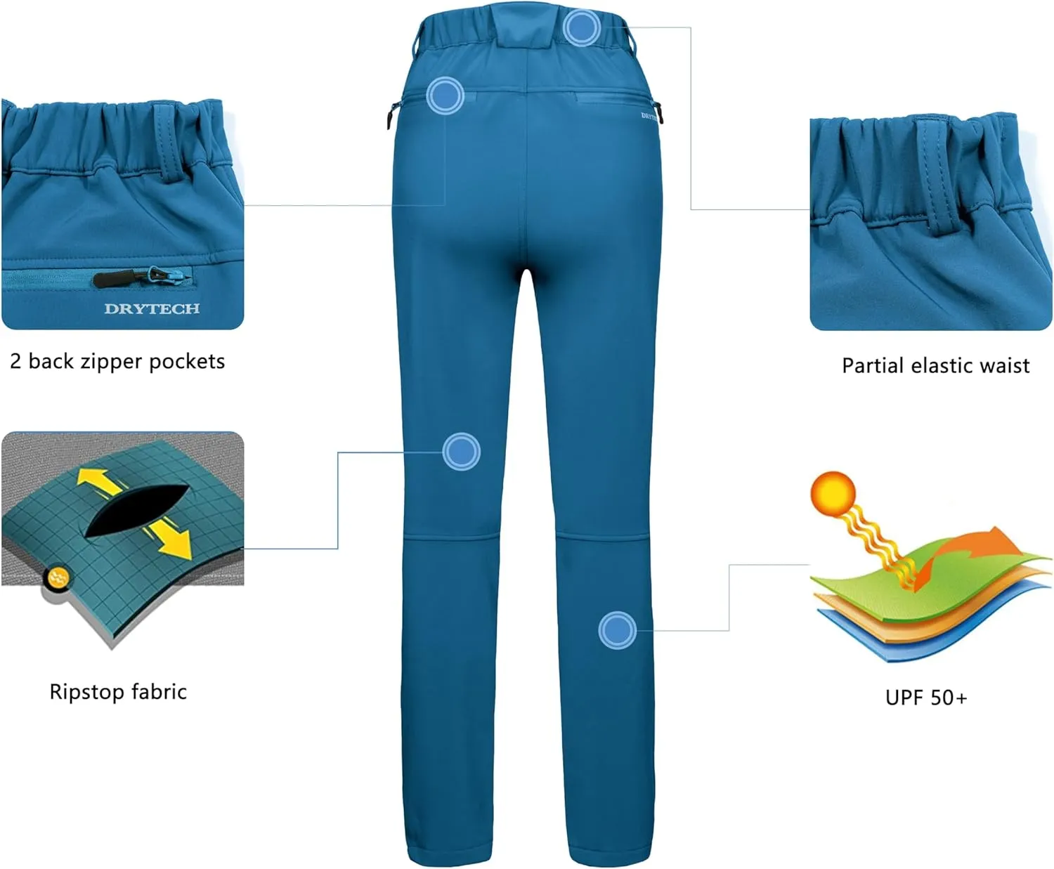 Little Donkey Andy Women's Ski Softshell Pants, Winter Windproof Snow Pants