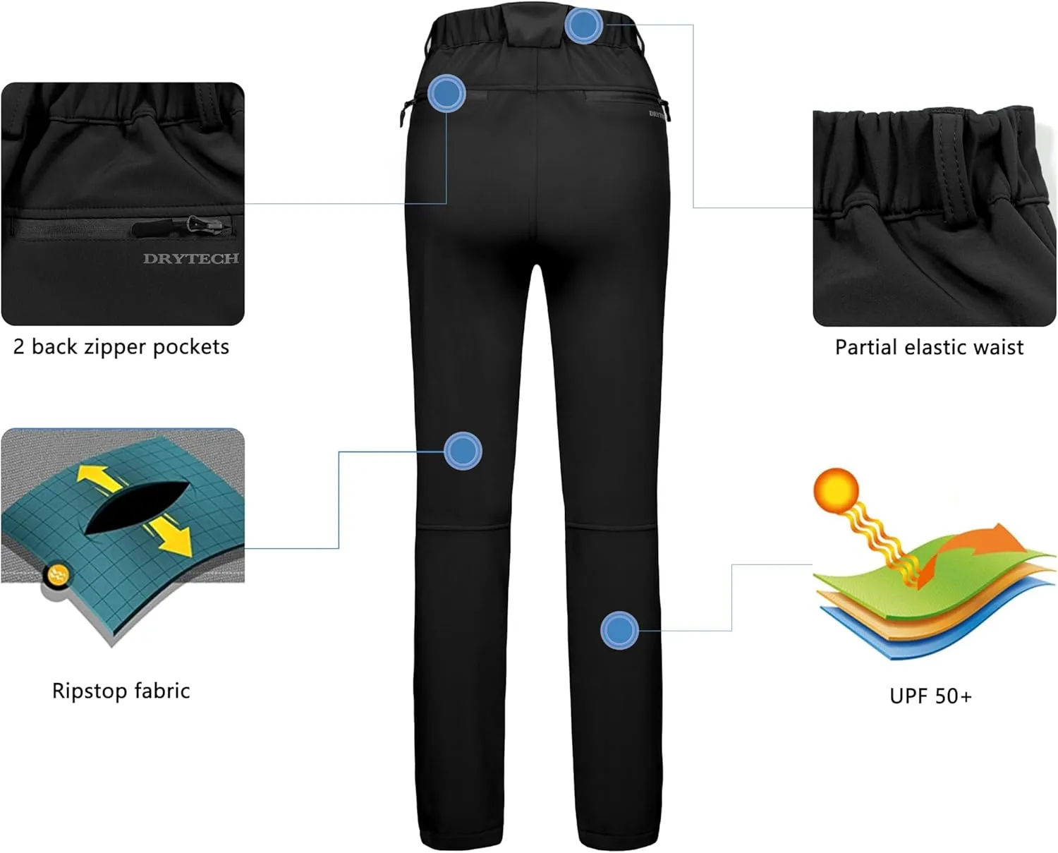 Little Donkey Andy Women's Ski Softshell Pants, Winter Windproof Snow Pants