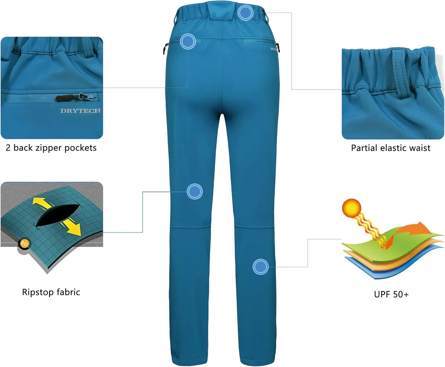 Little Donkey Andy Women's Ski Softshell Pants, Winter Windproof Snow Pants