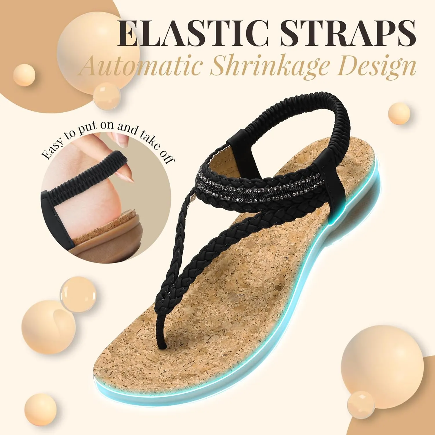 Littleplum Womens Sandals Comfort Arch Support Sandals Summer Walking Shoes Casual Ankle Elastic Flip Flops Shoes