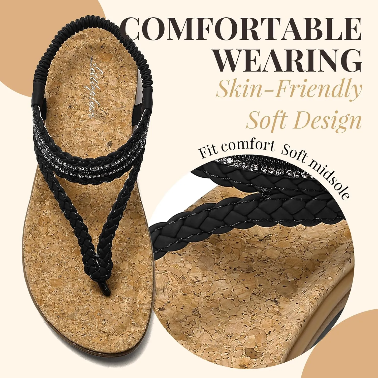 Littleplum Womens Sandals Comfort Arch Support Sandals Summer Walking Shoes Casual Ankle Elastic Flip Flops Shoes