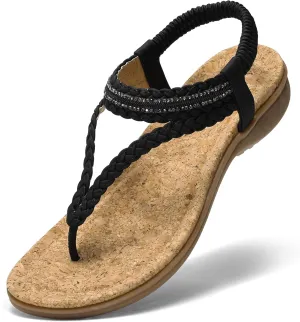 Littleplum Womens Sandals Comfort Arch Support Sandals Summer Walking Shoes Casual Ankle Elastic Flip Flops Shoes