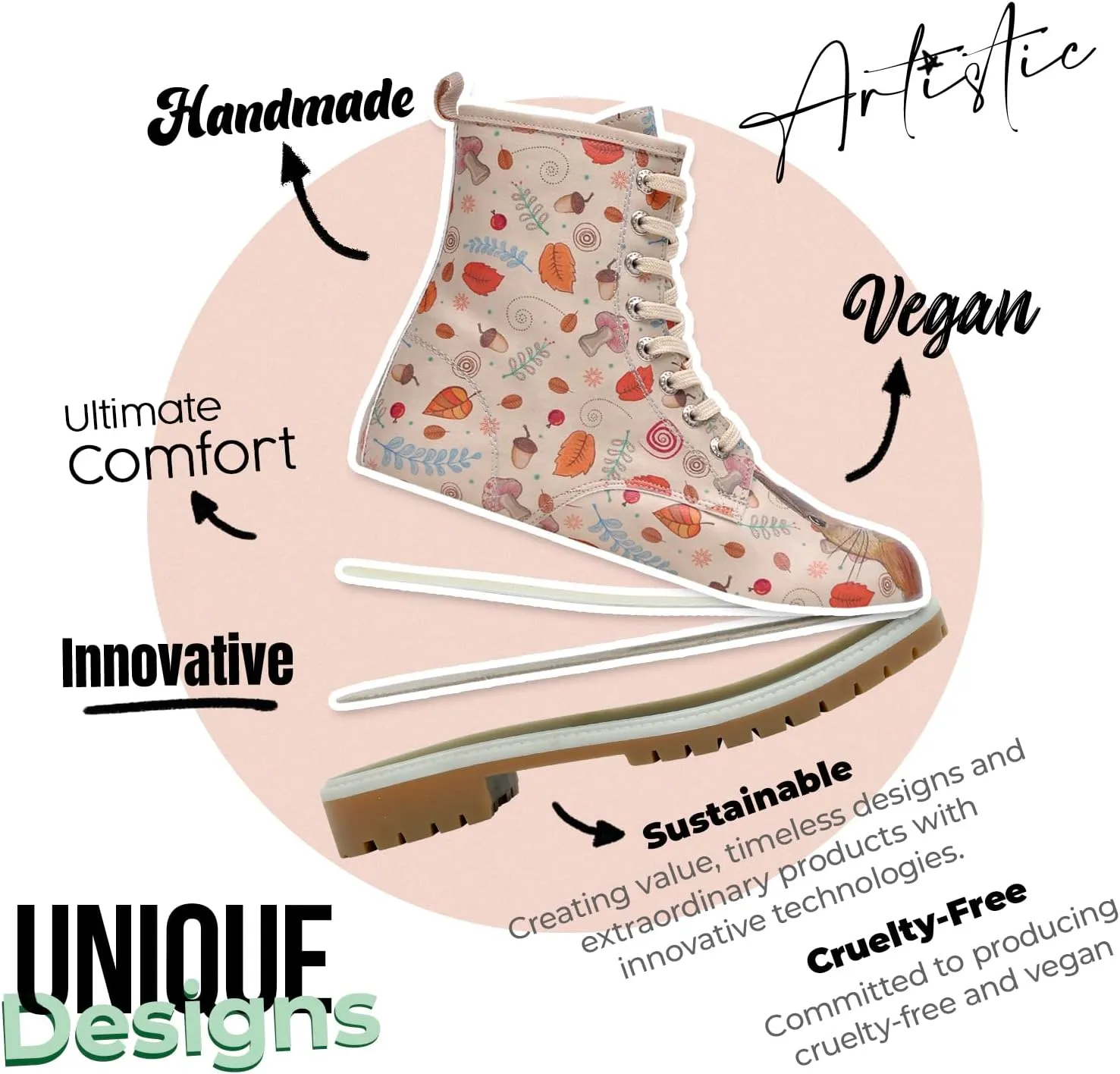 Long Boots for Women – Vegan Leather and Unique Design Womens Winter Boots, Comfortable and Stylish Womens Boots