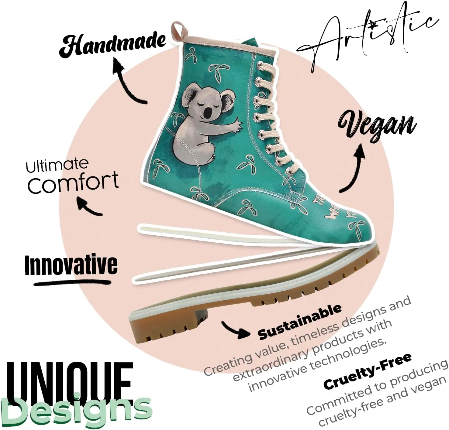 Long Boots for Women – Vegan Leather and Unique Design Womens Winter Boots, Comfortable and Stylish Womens Boots