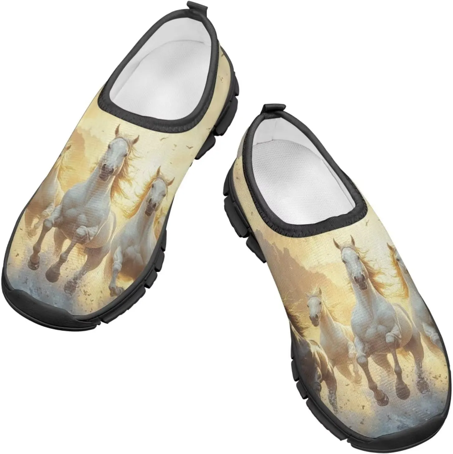 Low Cut Horse Print Running Shoes for Boys and Girls Comfortable Casual Sneakers Laceless Walking Shoes