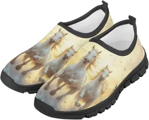 Low Cut Horse Print Running Shoes for Boys and Girls Comfortable Casual Sneakers Laceless Walking Shoes
