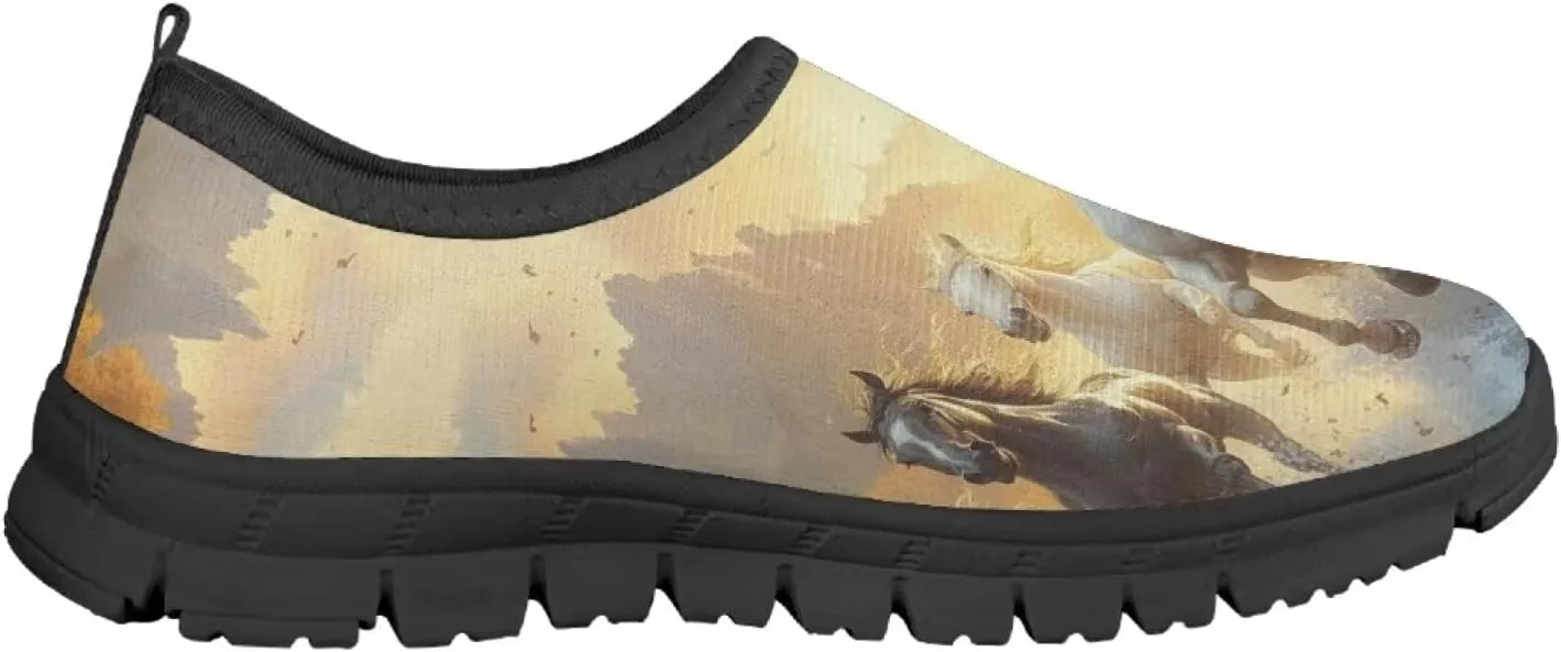 Low Cut Horse Print Running Shoes for Boys and Girls Comfortable Casual Sneakers Laceless Walking Shoes