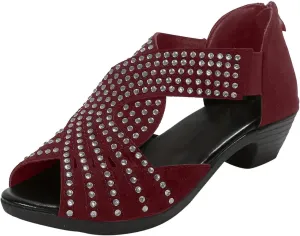 Low Heel Sandals for Women Dressy Rhinestone Peep Toe Back Zipper Cut Out Mid Heels Sandal Womens Dressy Low Heels Chunky Block Flat Sandal for Women Summer Wedding Trendy Sandals for Womens 2025