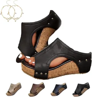 Maison Cork Wedges, Women's Comfy Cork Wedges & Platform Slides, Thick Sole Non-slip Orthopedic Sandals for Summer