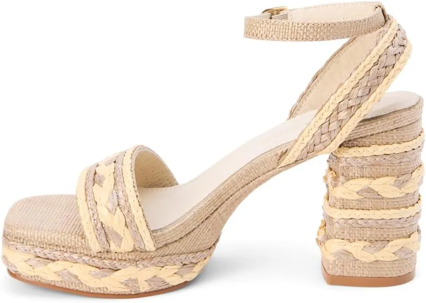Matisse Womens Lyla Ankle Strap Block Platform Casual Sandals Casual High Heel 3" & Up - Beige
