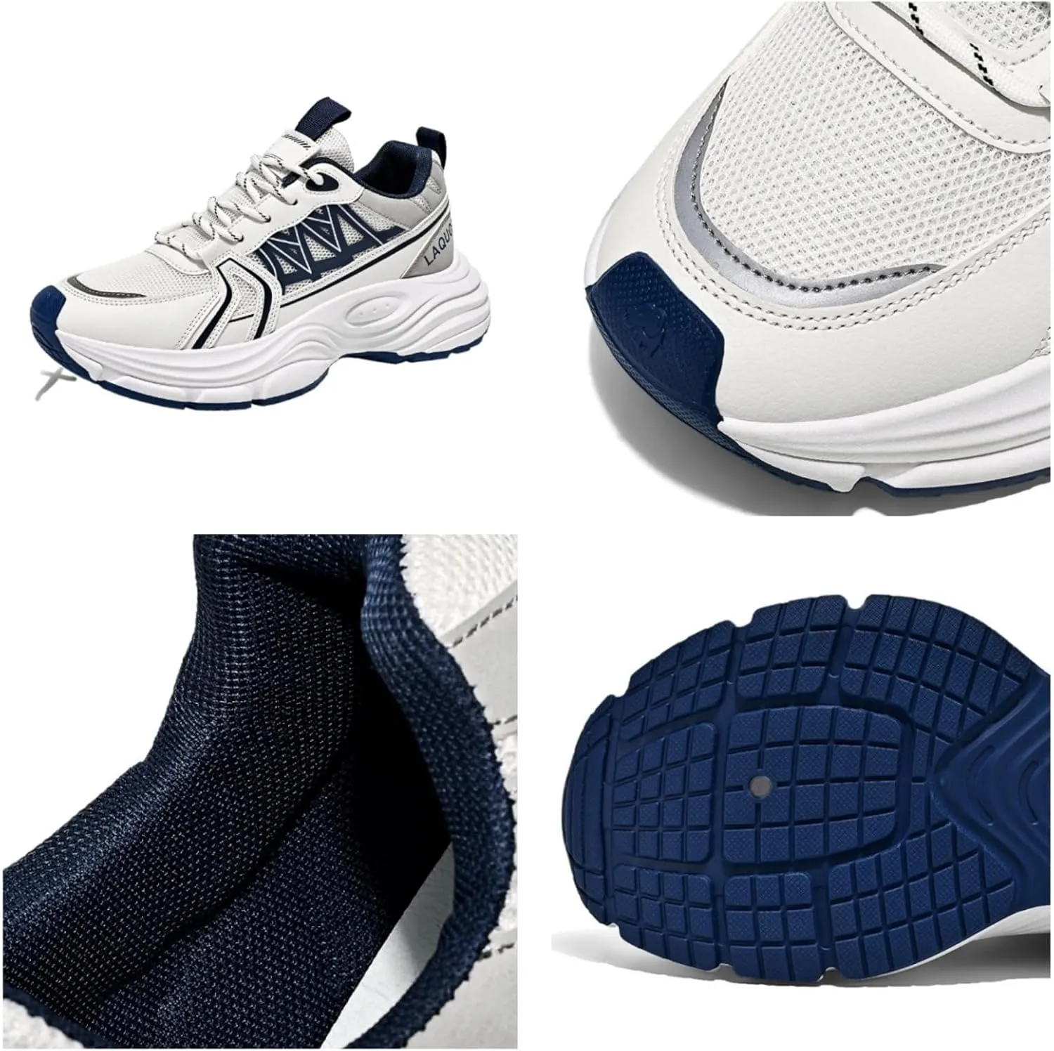 Men 's Fashion Breathable Mesh Chunky Platform Lace Up Sneakers Casual Soft Thick Dad Shoes Retro Running Walking Shoes