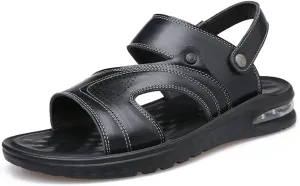 Men Sandals Split Leather Sandals Beach Shoes Outdoor Anti-Slip Casual Shoes Slippers Breathable Footwear(40)